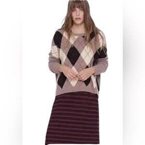THE GREAT Argyle Sweater Boxy Sweater Size Small